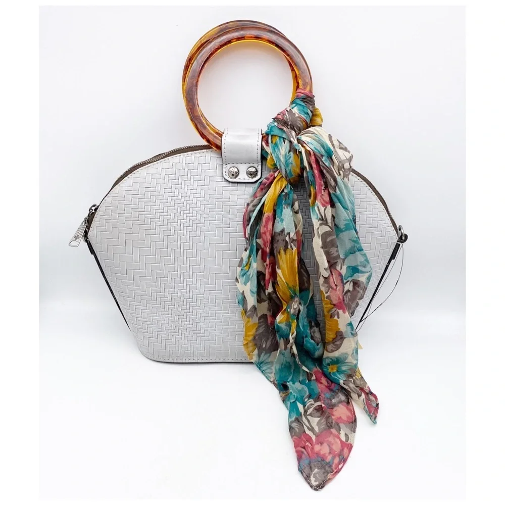 NWT Patricia Nash Meldola Dome Satchel‎ in Light Grey - Picture 2 of 12